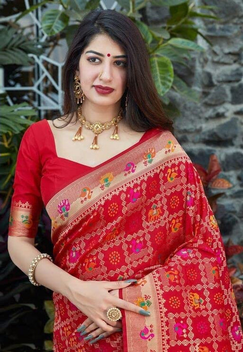 Vasthrlay Kanjivaram Traditional Bandhani Unstiched