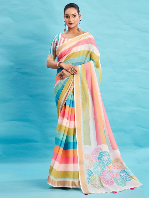 Vasthrlay Printed Unstitched Blouse Ethnic Wear