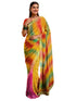 Vasthrlay Georgette Bandhani Unstitched Orange Saree