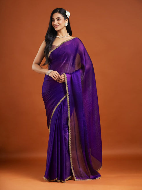 Vasthrlay Lavender Chiffon Saree