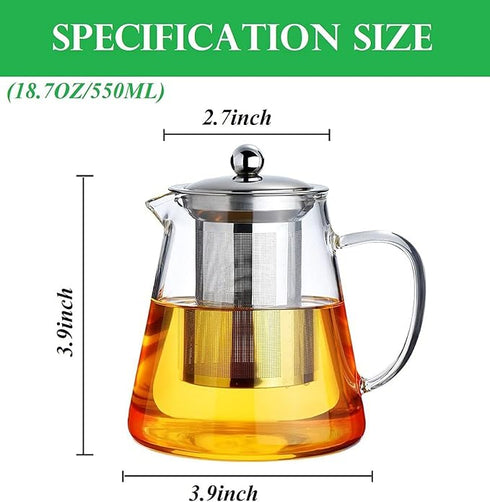 VICTUS ESTORE Glass Teapot with Removable Infuser