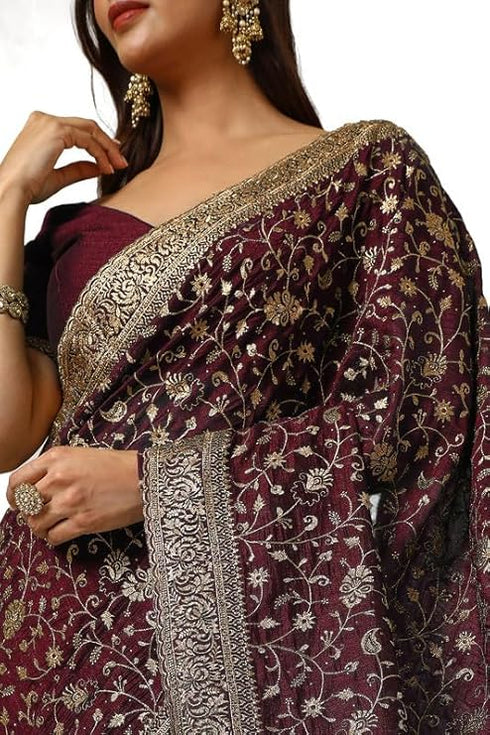 Vasthrlay Green Tussar Embroidered