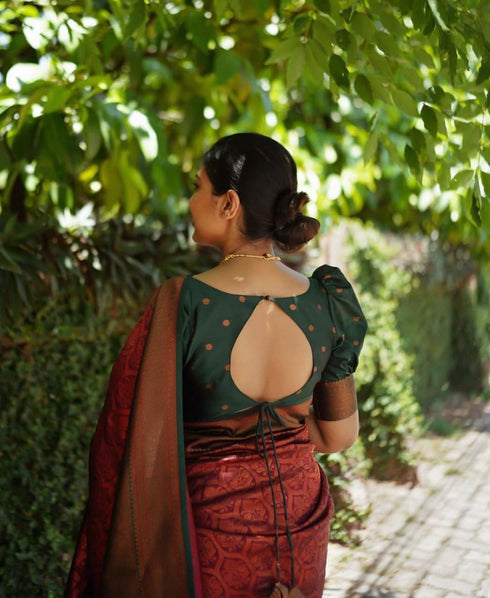 Vasthrlay Maroon Kanjivaram Saree