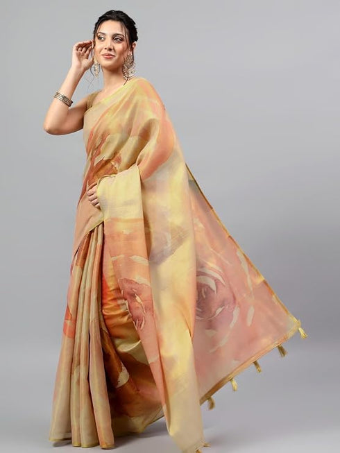Vasthrlay Gold2 Heavy Zari Woven Silk Ethnic Saree With Red Blouse