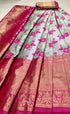 Vasthrlay Renvaani Fashion Kanjivaram Silk Half Saree Set With Dupatta - Pink Flower