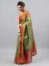 Vasthrlay Green Heavy Zari Woven Silk Ethnic Saree With Red Blouse
