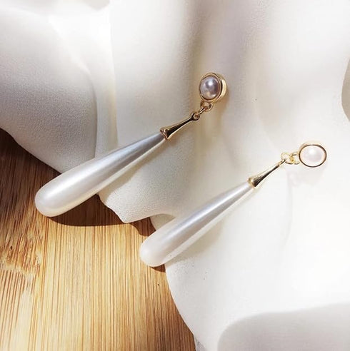 Nilu's Collection Attractive and Stylish Gold Plated Water Drop Long Pearl Earrings