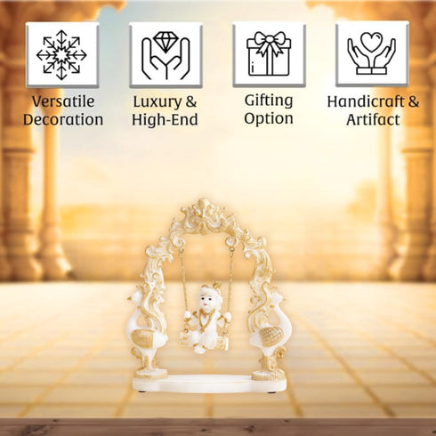 Karigaari India Lord Krishna on Swing Idol – Bal Gopal Jhula Murti