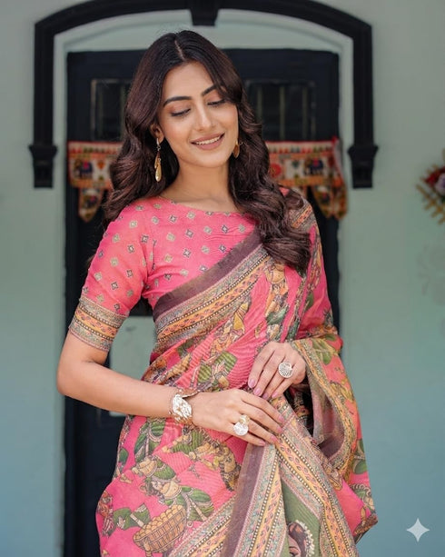 Vasthrlay Handloom Traditional Kalamkari Unstitched
