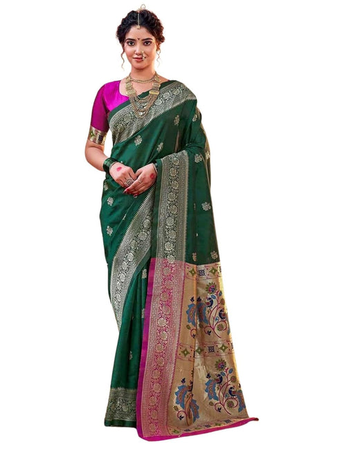 Vasthrlay Banarasi Weaving Navy Navy Blue Saree