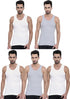 Dixcy Scott Cotton Rib Fabric Multicoloured Scoop Neck Sleeveless Men's Vests - Pack of 5 (#Victor-Derby-85 CM) (Color May Vary)