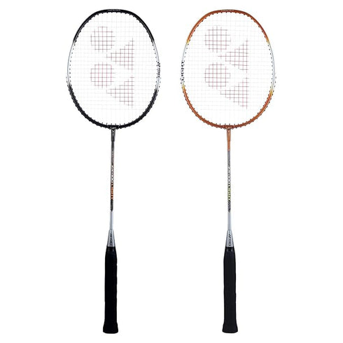 Yonex ZR 100 Light Aluminium Badminton Racquet with Full Cover (Black & Black - Made in India) Set of 2