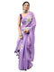 Vasthrlay Purple Womens Ready To Wear One Minute Linen Fabric Saree