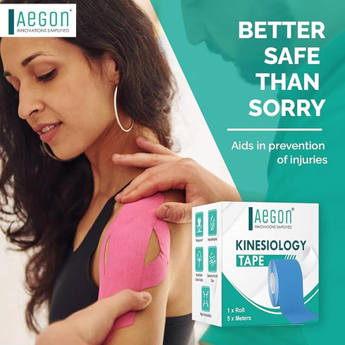 Aegon Waterproof Kinesiology Tape 5 Metres Breathable Athletic Sports Tape For Injury