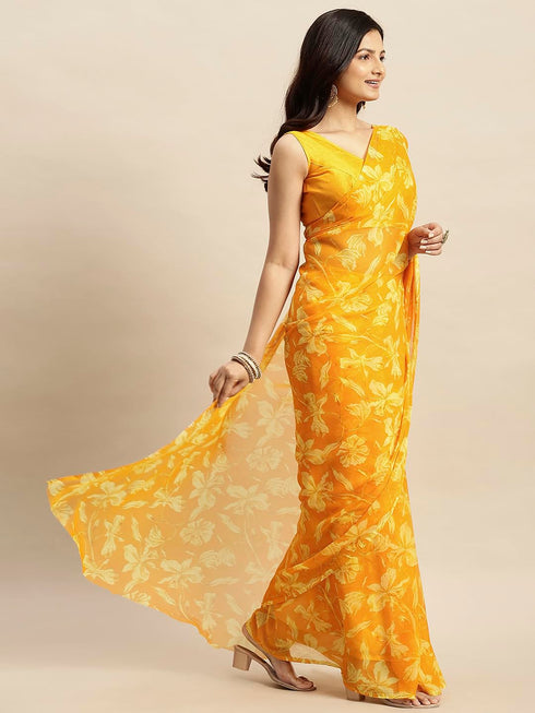 Vasthrlay Chiffon Printed Unstitched Rani Saree