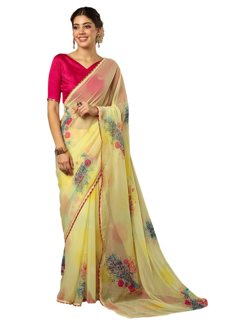 Vasthrlay Georgette Printed Unstitched Maroon Saree
