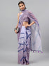 Vasthrlay Blue Floral| Solid| Striped Design Georgette Saree With Unstitched Blouse Piece