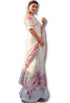 Vasthrlay White Printed Unstitched Saree