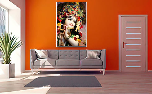 wallpics Lord Krishna God Waterproof Vinyl Sticker Poster for Home Decor