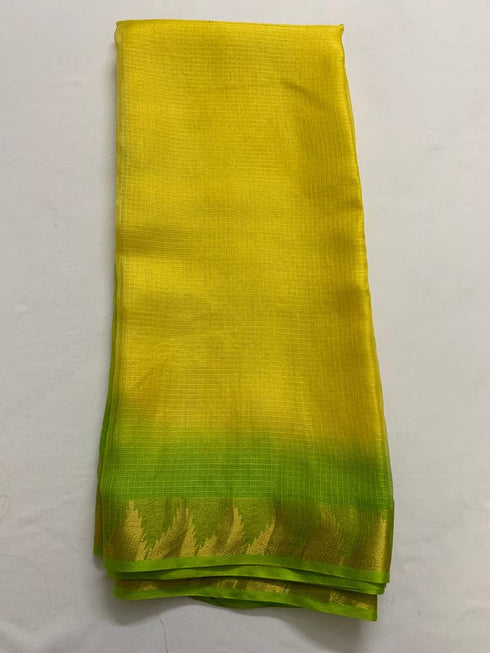 Vasthrlay Nr Handloom Bhagalpuri Running Green Orange