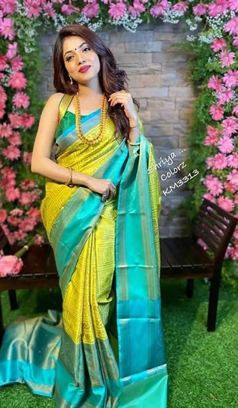 Vasthrlay Traditional Kanjivaram Blouse Turquoise