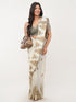 Vasthrlay Off White Womens Paisley Printed Linen Saree With Unstitched Blouse Piece