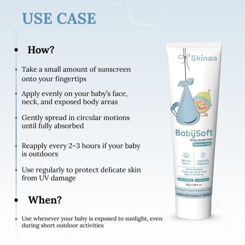 BabySoft Baby Sunscreen SPF 30+ PA+++ for Babies and Kids