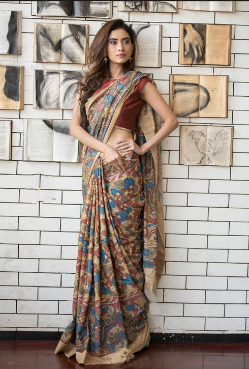 Vasthrlay White Printed Unstitched Saree
