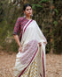 Vasthrlay Off White Printed Mustard Elegant