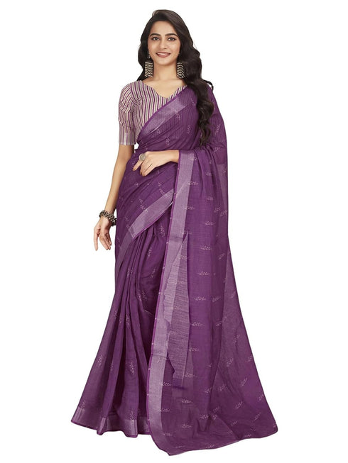 Vasthrlay Womens Printed Unstitched White Saree