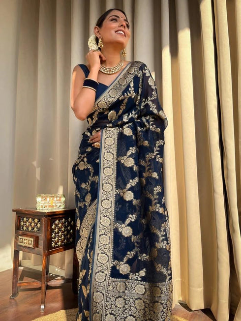 Vasthrlay Organza Designer Unstitched Saree
