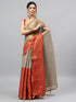 Vasthrlay Red Heavy Zari Woven Silk Ethnic Saree With Unstitched Blouse