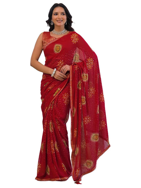 Vasthrlay Chiffon Printed Dark Saree