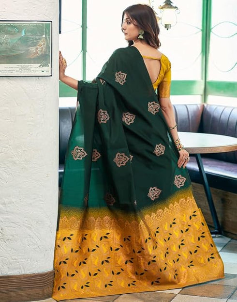 Vasthrlay Jacquard Kanjivaram Unstitched Pista Green Saree