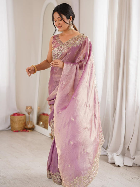 Vasthrlay Lavender Embroidery Unstitched Vt Ethnic Wear