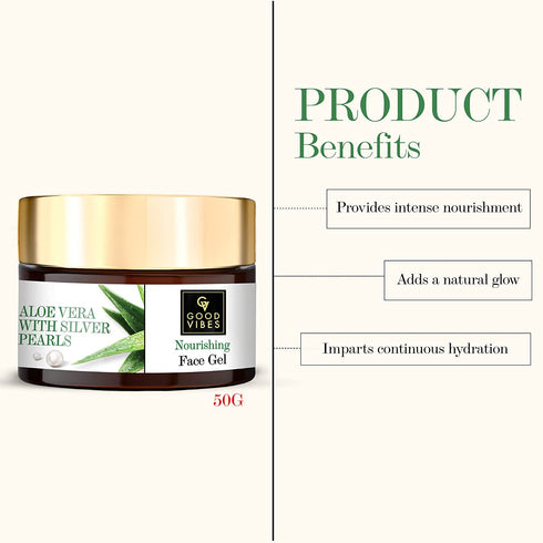 Good Vibes Aloe Vera Nourishing Face Gel with Silver Pearls 50g