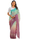 Vasthrlay Embroidery Scalloped Unstitched Turquoise Saree
