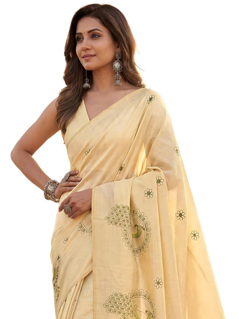 Vasthrlay Printed Coral Saree