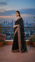 Vasthrlay Georgette Embroidery Unstitched Black Ethnic Wear