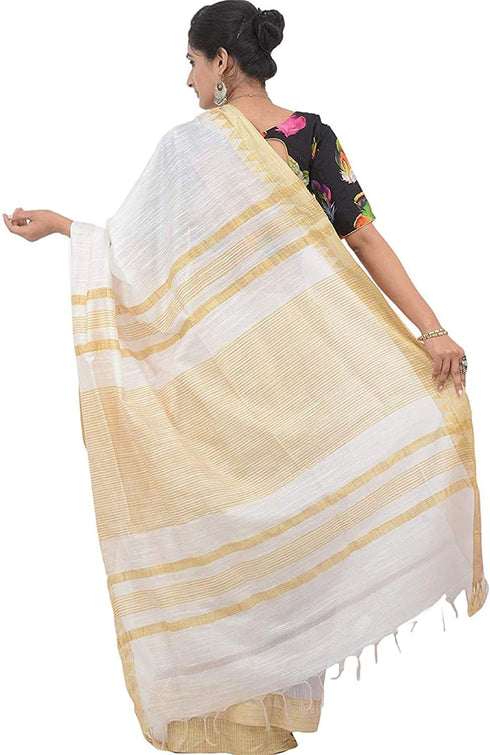 Vasthrlay Handloom Bhagalpuri Tample S C White