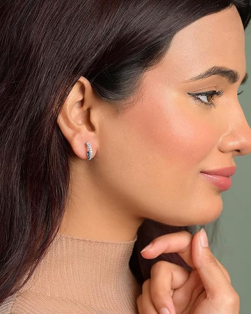 CLARA 925 Sterling Silver Hoop Bali Earrings | Daily Wear