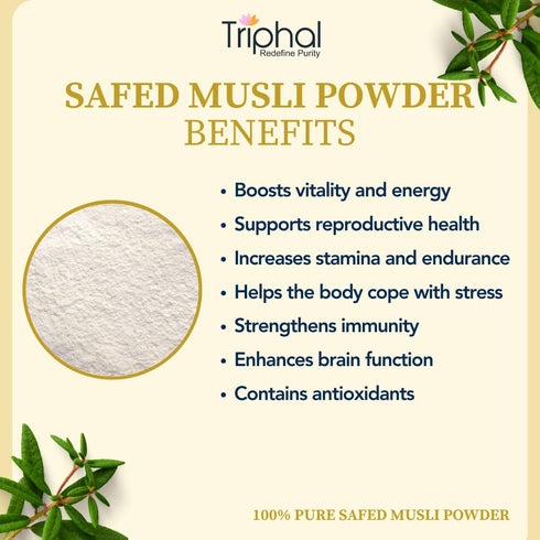 TRIPHAL Natural & Pure Safed Musli Powder (100g)