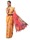 Vasthrlay Yellow Womens Floral Printed Ombre Ready To Wear One Minute Faux Georgette Saree