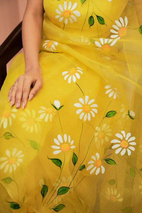 Vasthrlay Organza Painted Saree