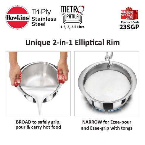 Hawkins 3-Piece Triply Stainless Steel Gift Set