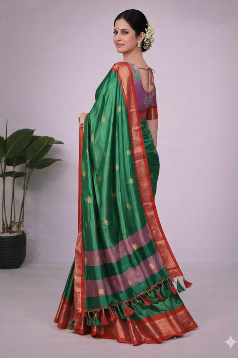 Vasthrlay Traditional Matching Unstitched Orangeblack