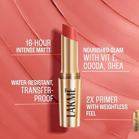 Lakme 9 to 5 Primer + Matte Lip Color Coral Date