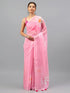 Vasthrlay Pastel Pink2 Sheer Floral Printed Art Chiffon Saree With Unstitched Blouse