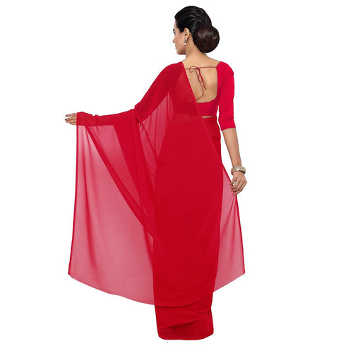 VasthrlayGeorgette Saree Blouse Red Black Multi Free
