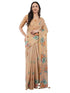 Vasthrlay Peach Floral And Solid Design Polyester Saree With Unstitched Blouse Piece